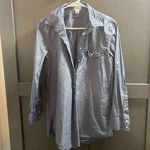 J.Crew tunic pullover button up shirt blue